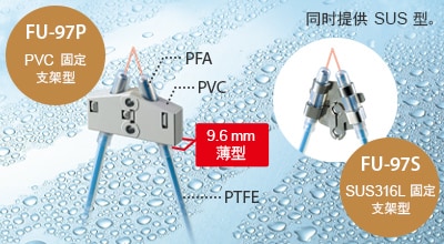 同时提供SUS 型。 / [FU-97P] PVC固定支架型 / 9.6 mm 薄型 / [FU-97S] SUS316L 固定支架型